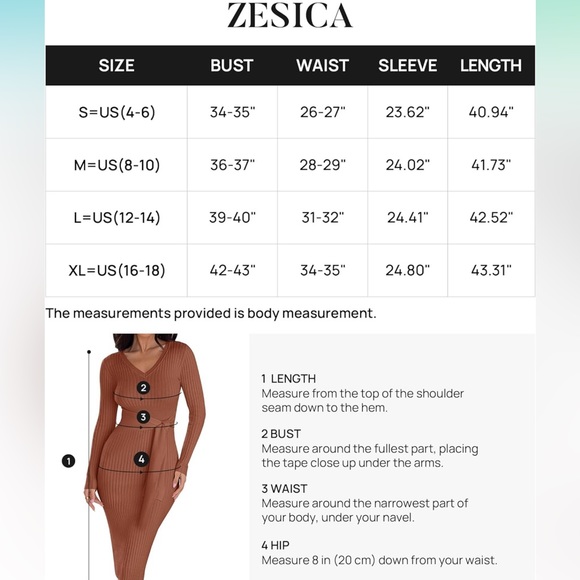 Sweater Dress V Neck Long Sleeve Ribbed Knit Slim Fit Bodycon Midi Dresses - Picture 4 of 4